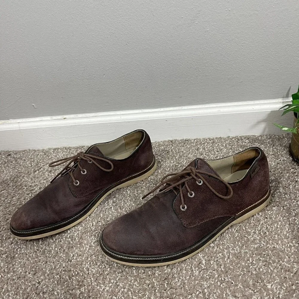 LACOSTE SHERBROOKE 9 GOLF SRM Mens SIZE 9.5 OXFORD SUEDE SHOES BROWN